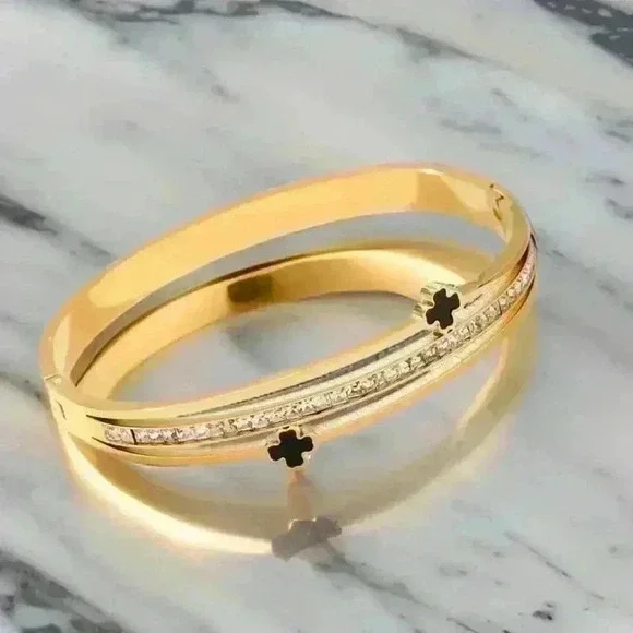 Cross Bangle with Sparky Rhinestones - Picture 6 of 6